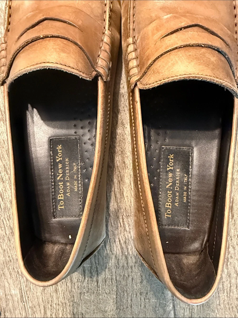 To Boot Tan Leather Penny Loafers